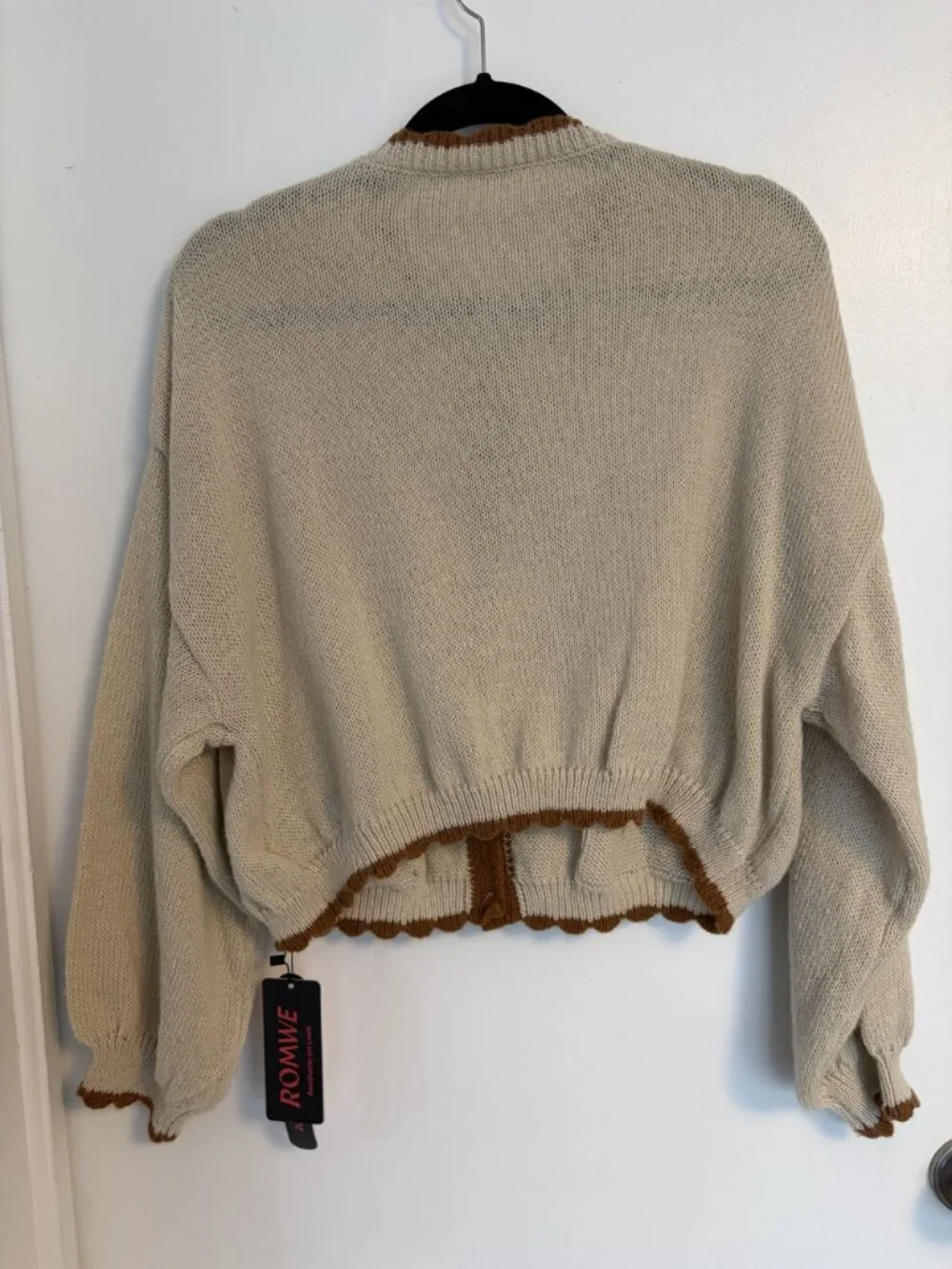 Cottagecore Beige Knit Cardigan 1XL Floral Embroidery Pockets Button Spring NEW - Picture 16 of 16